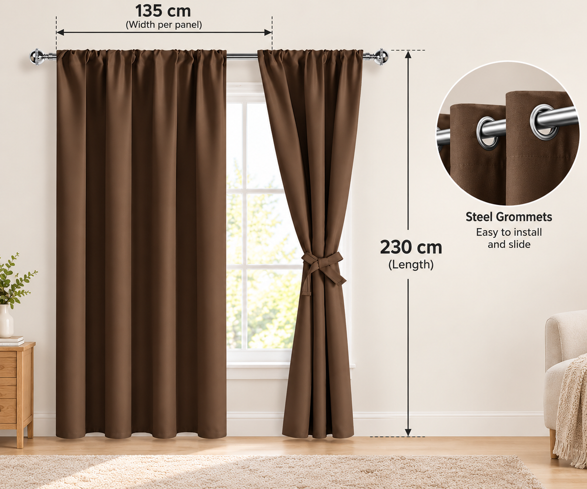 Intex Curtains House Blackout Curtain for Bedroom – Thermal Insulated, Room Darkening & Noise Reducing – Cover Pocket Design – 1 Panel with Tieback