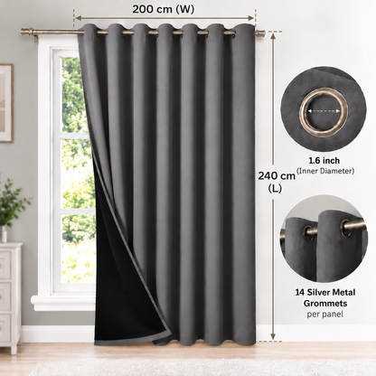 Intex Curtains House 100% Blackout Curtains – Thermal Insulated, Double-Layer Fabric – Full Room Darkening