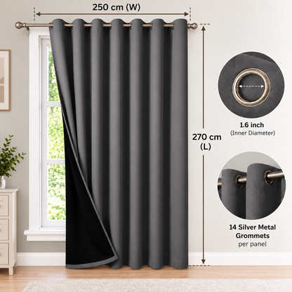 Intex Curtains House 100% Blackout Curtains – Thermal Insulated, Double-Layer Fabric – Full Room Darkening