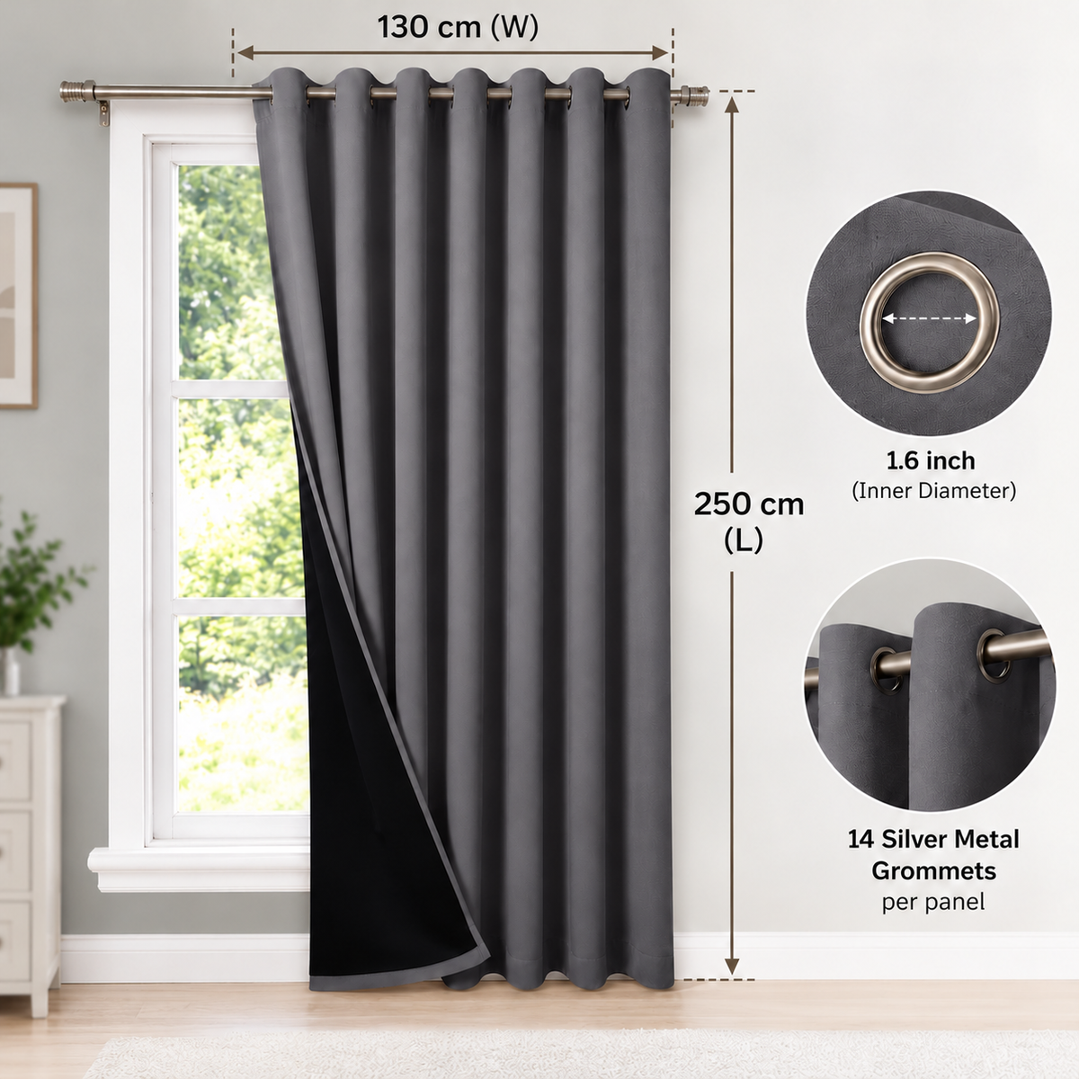 Intex Curtains House 100% Blackout Curtains – Thermal Insulated, Double-Layer Fabric – Full Room Darkening