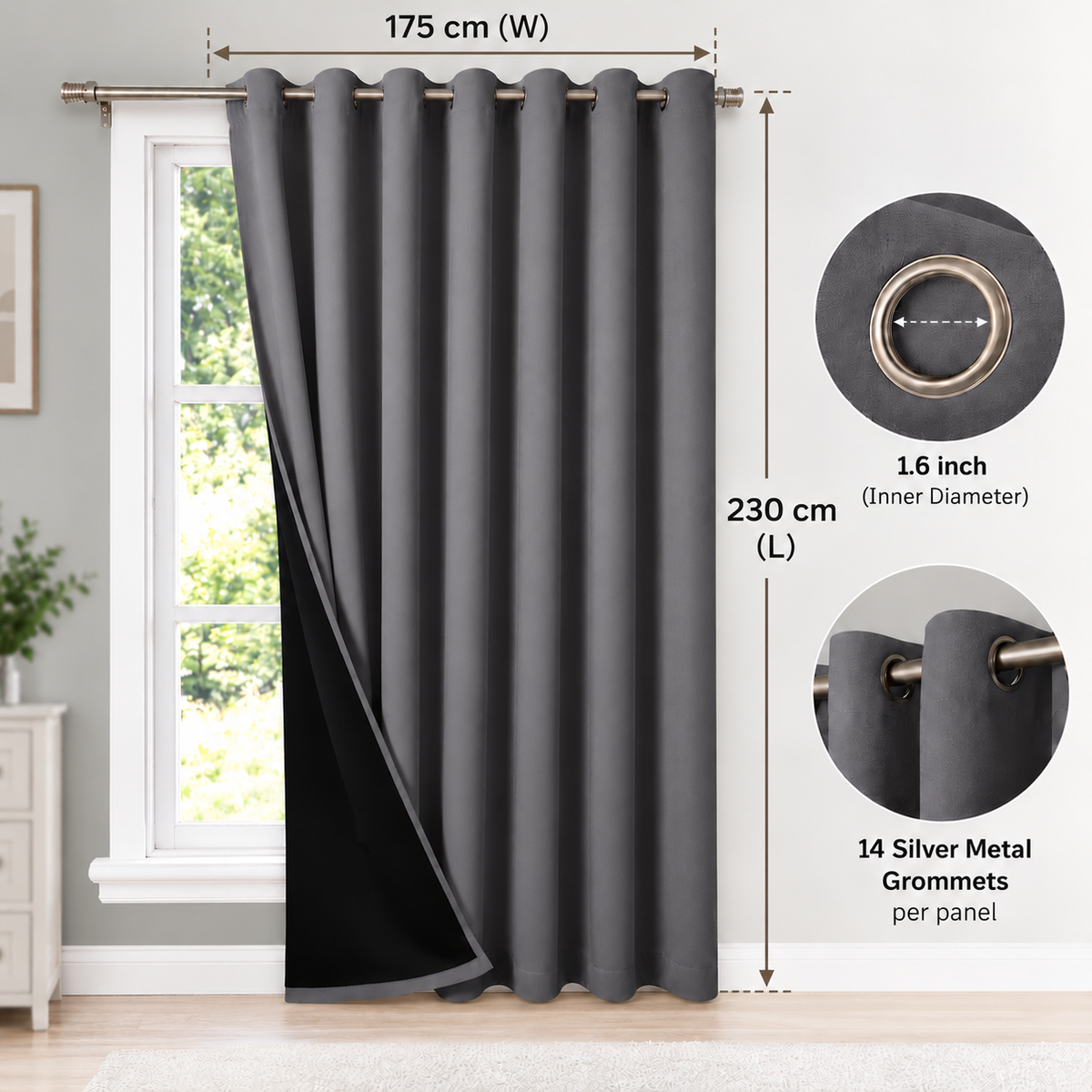 Intex Curtains House 100% Blackout Curtains – Thermal Insulated, Double-Layer Fabric – Full Room Darkening