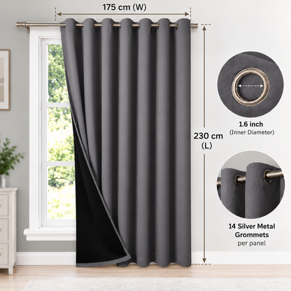 Intex Curtains House 100% Blackout Curtains – Thermal Insulated, Double-Layer Fabric – Full Room Darkening