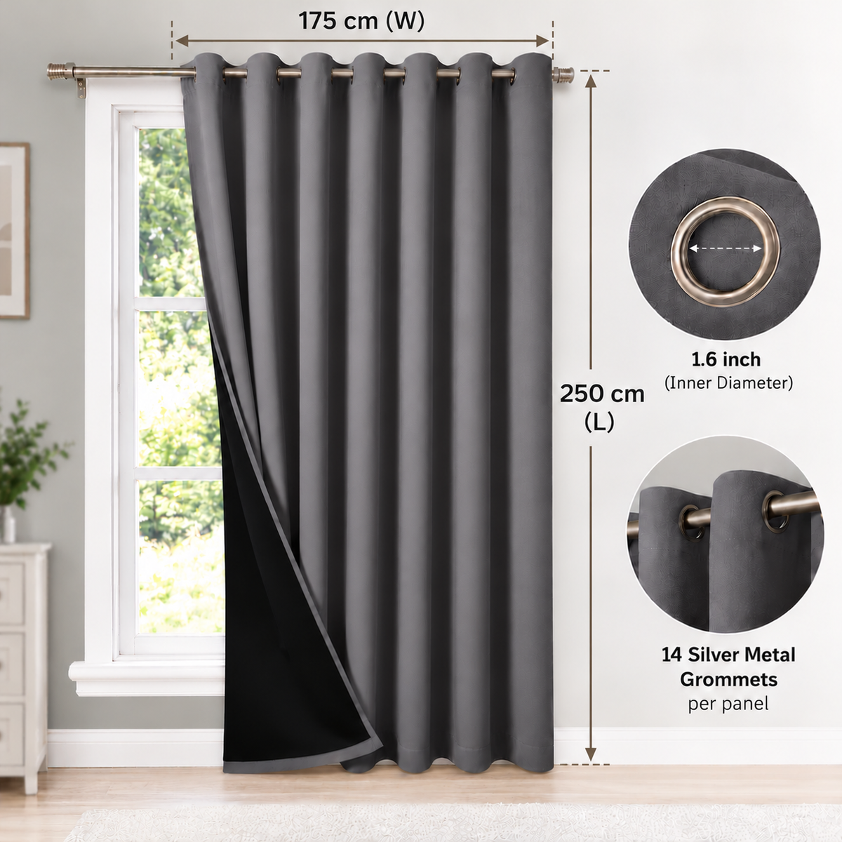 Intex Curtains House 100% Blackout Curtains – Thermal Insulated, Double-Layer Fabric – Full Room Darkening