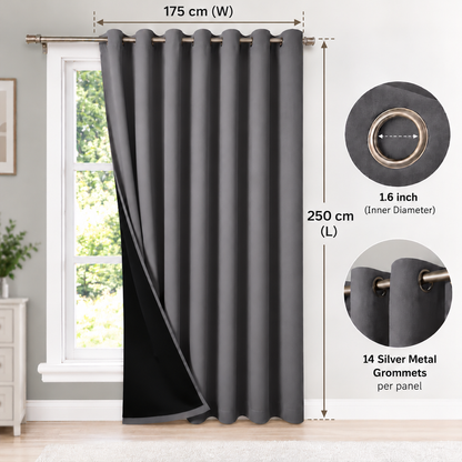 Intex Curtains House 100% Blackout Curtains – Thermal Insulated, Double-Layer Fabric – Full Room Darkening