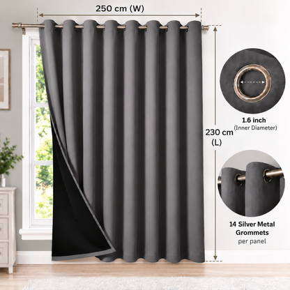 Intex Curtains House 100% Blackout Curtains – Thermal Insulated, Double-Layer Fabric – Full Room Darkening