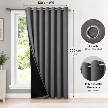 Intex Curtains House 100% Blackout Curtains – Thermal Insulated, Double-Layer Fabric – Full Room Darkening