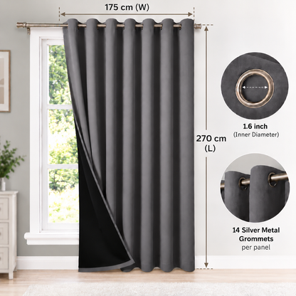 Intex Curtains House 100% Blackout Curtains – Thermal Insulated, Double-Layer Fabric – Full Room Darkening