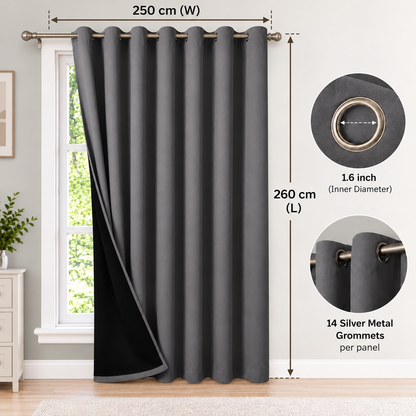 Intex Curtains House 100% Blackout Curtains – Thermal Insulated, Double-Layer Fabric – Full Room Darkening