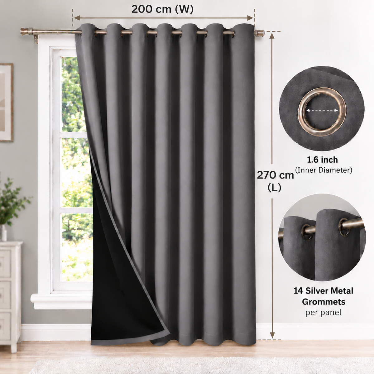 Intex Curtains House 100% Blackout Curtains – Thermal Insulated, Double-Layer Fabric – Full Room Darkening