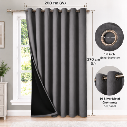 Intex Curtains House 100% Blackout Curtains – Thermal Insulated, Double-Layer Fabric – Full Room Darkening
