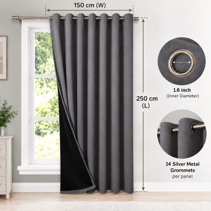 Intex Curtains House 100% Blackout Curtains – Thermal Insulated, Double-Layer Fabric – Full Room Darkening