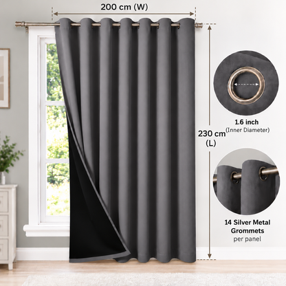 Intex Curtains House 100% Blackout Curtains – Thermal Insulated, Double-Layer Fabric – Full Room Darkening