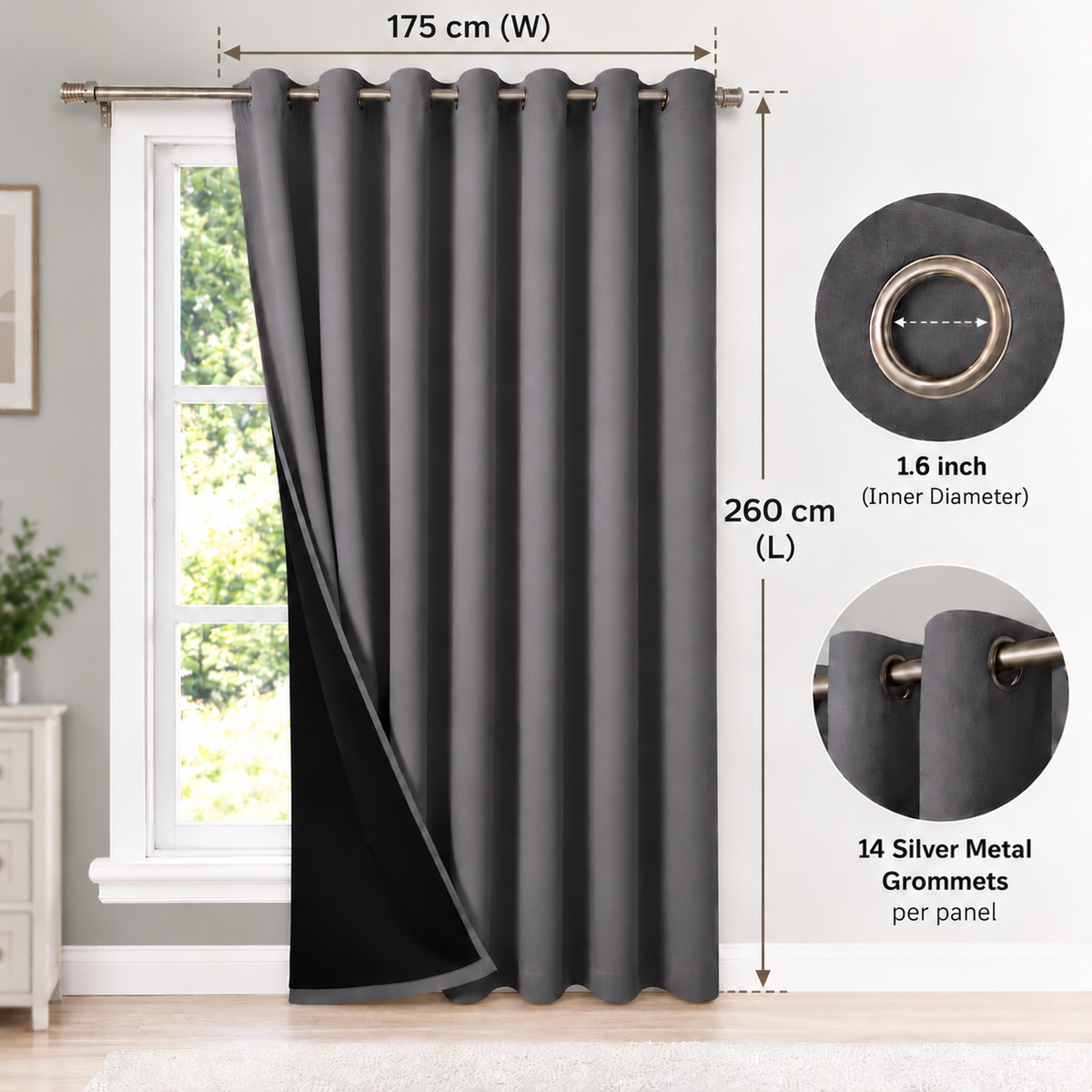 Intex Curtains House 100% Blackout Curtains – Thermal Insulated, Double-Layer Fabric – Full Room Darkening