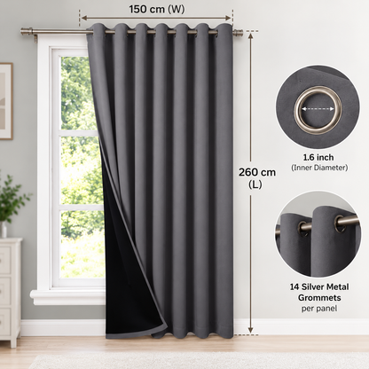Intex Curtains House 100% Blackout Curtains – Thermal Insulated, Double-Layer Fabric – Full Room Darkening