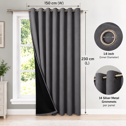 Intex Curtains House 100% Blackout Curtains – Thermal Insulated, Double-Layer Fabric – Full Room Darkening