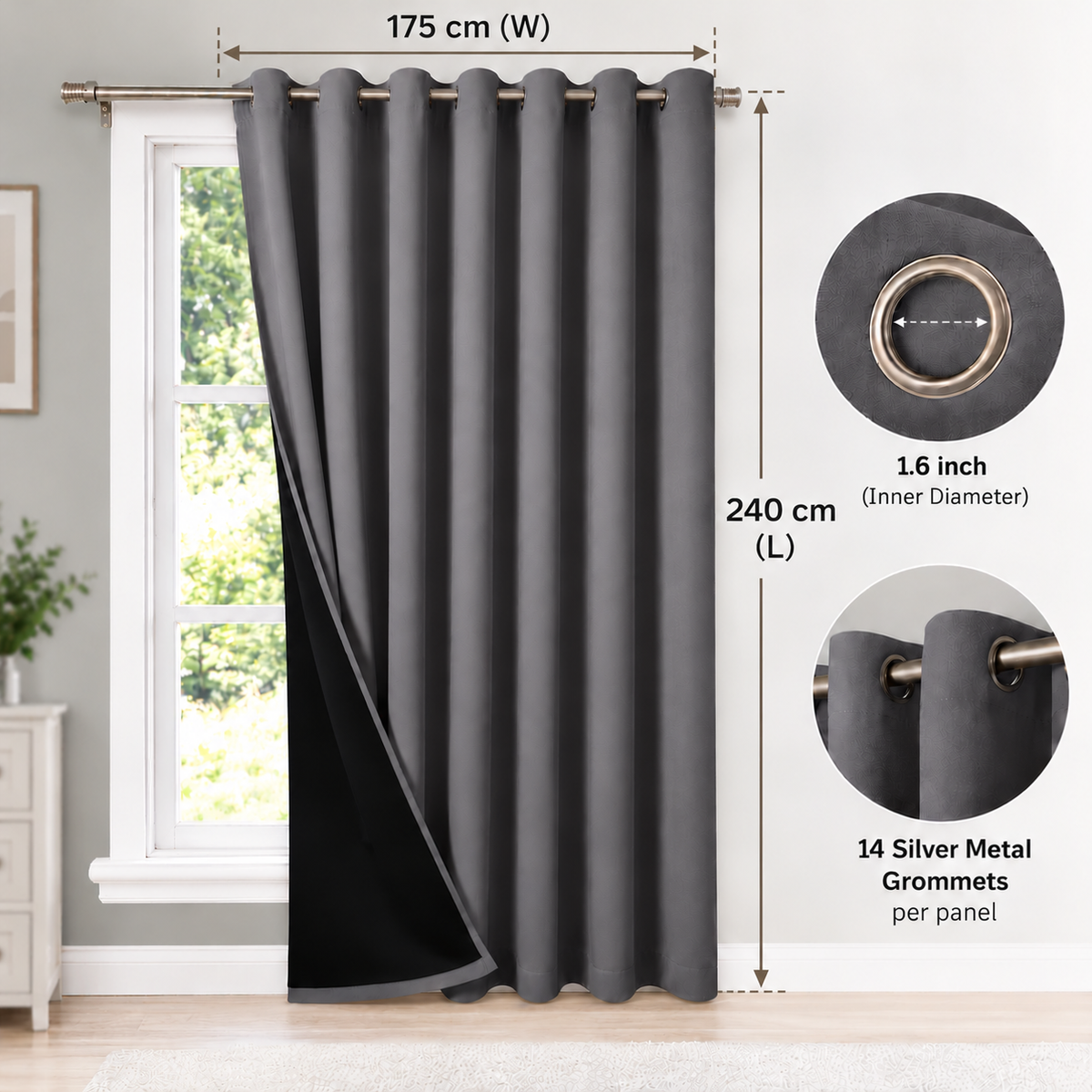 Intex Curtains House 100% Blackout Curtains – Thermal Insulated, Double-Layer Fabric – Full Room Darkening
