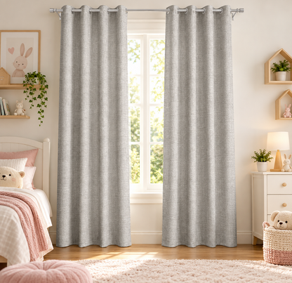 INtex CURTAINS HOUSE Natural Linen Curtains & Drapes with Steel Grommets, providing Semi-Sheer privacy and Light Filtering for Bedroom-Living Room. 2 Pieces