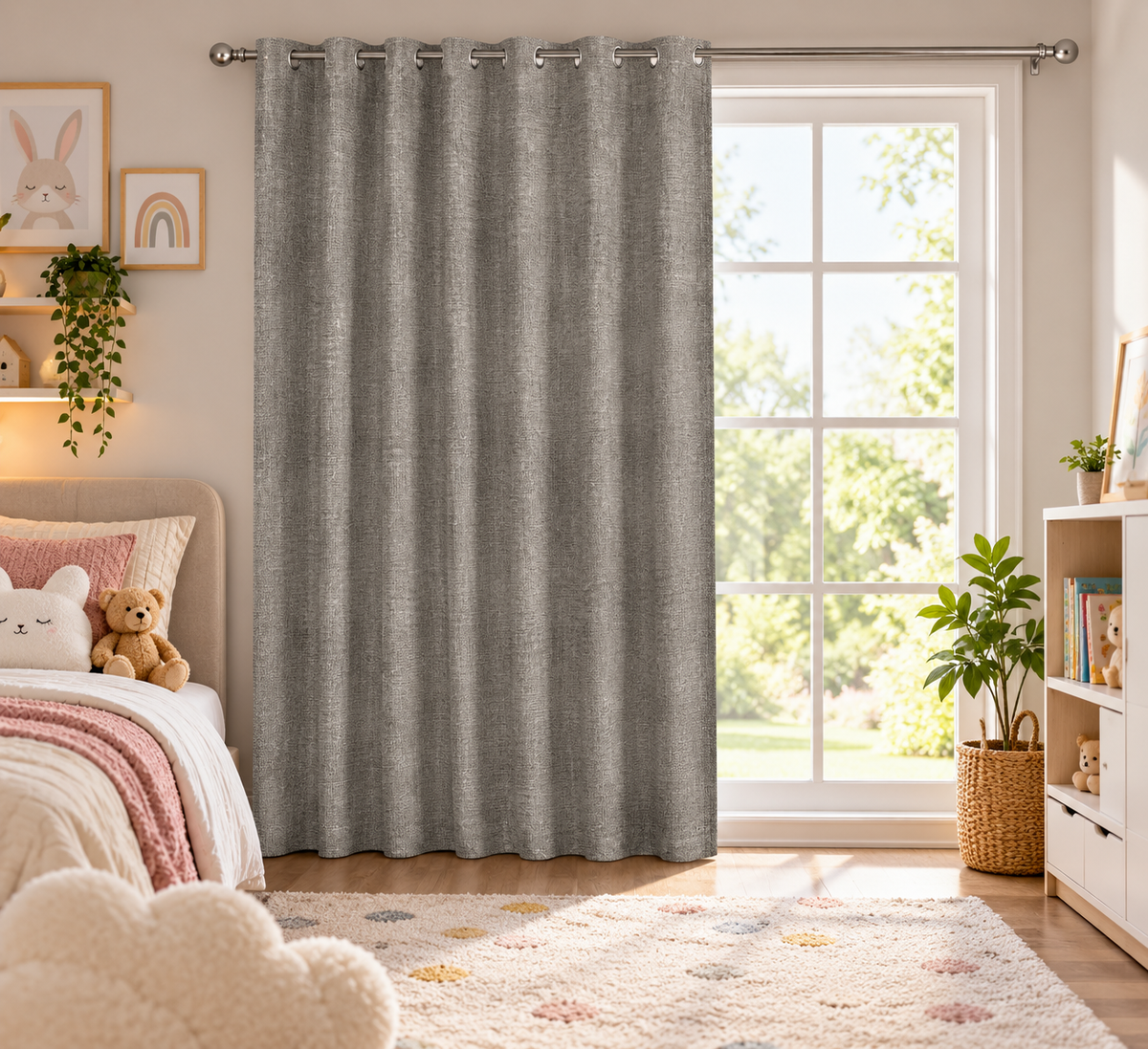 INtex CURTAINS HOUSE Faux Linen Textured Curtains Durable Fabric-Light Filtering Drapes forLiving Rooms Reception and Bedroom - Steel Grommets - Single Panel