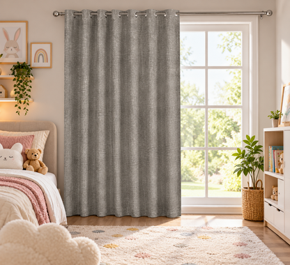 INtex CURTAINS HOUSE Faux Linen Textured Curtains Durable Fabric-Light Filtering Drapes forLiving Rooms Reception and Bedroom - Steel Grommets - Single Panel