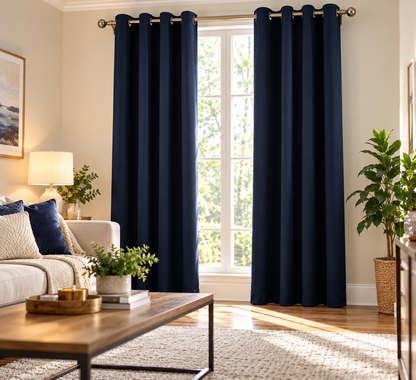 Intex Curtains House Navy Blackout Curtain – Steel Grommets – Thermal Insulated Fabric – Room Darkening – 1 Panel
