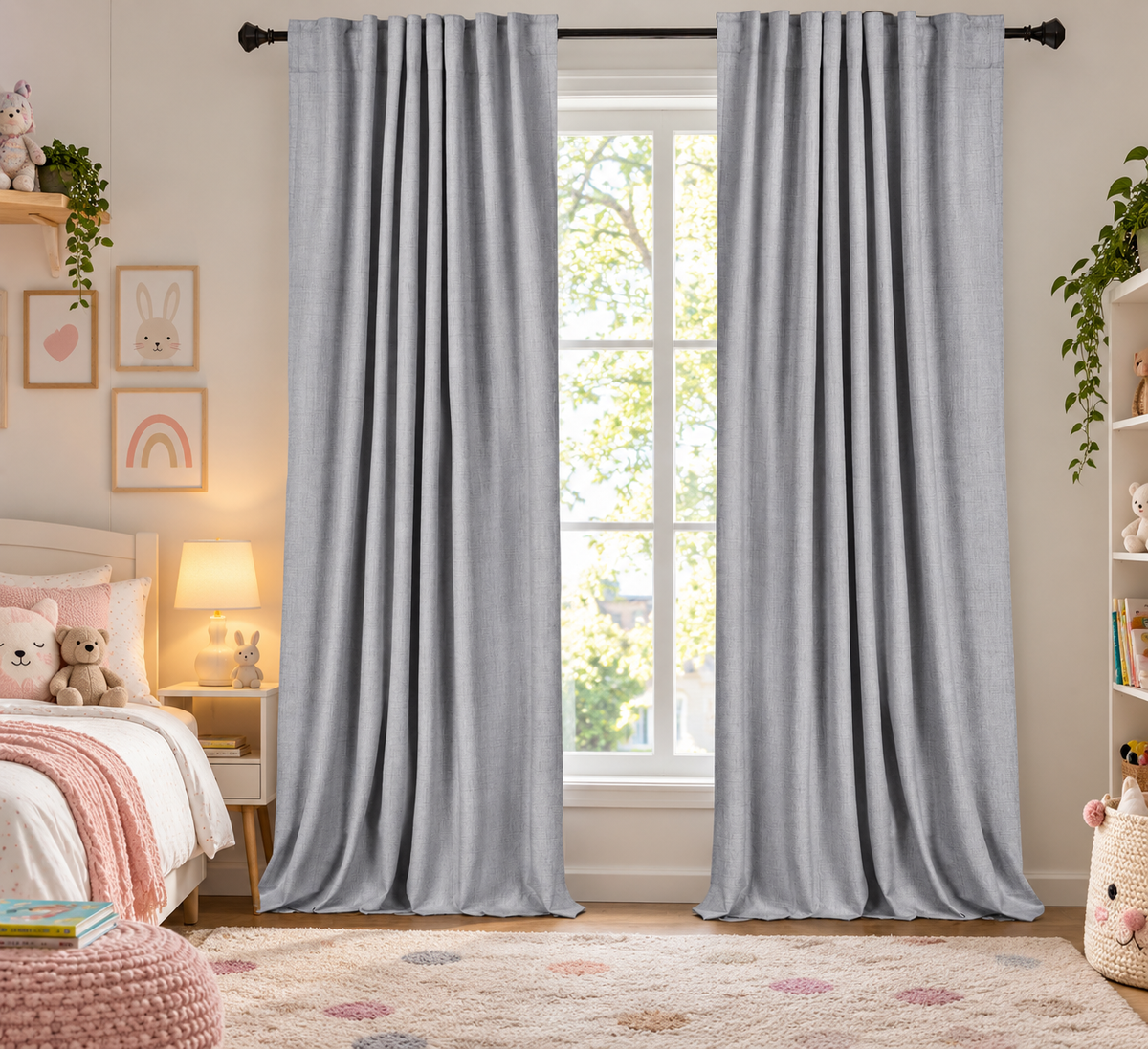 INtex CURTAINS HOUSE 100% Blackout Shield Linen Blackout Curtains for Bedroom and Living Room - Thermal Insulated Textured Drapes with Back Tab/Rod Pocket - 1 Piece