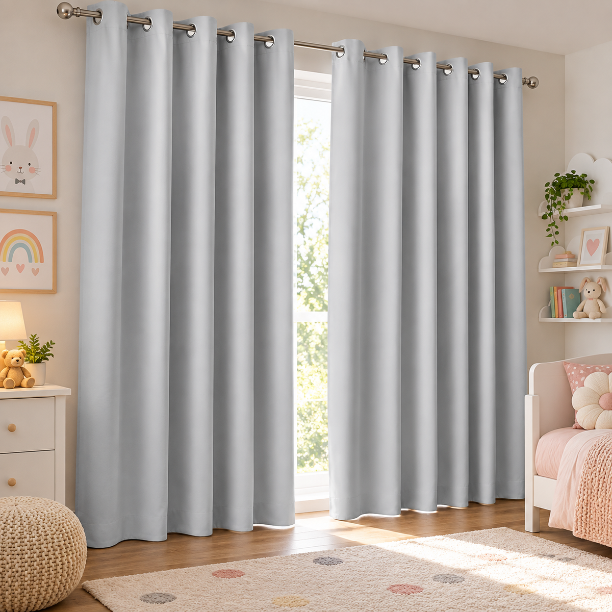 Intex Curtains House Silver Blackout Curtain – Steel Grommets – Thermal Insulated Fabric – Room Darkening – 1 Panel