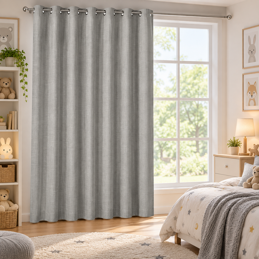 INtex CURTAINS HOUSE Faux Linen Textured Curtains Durable Fabric-Light Filtering Drapes forLiving Rooms Reception and Bedroom - Steel Grommets - Single Panel