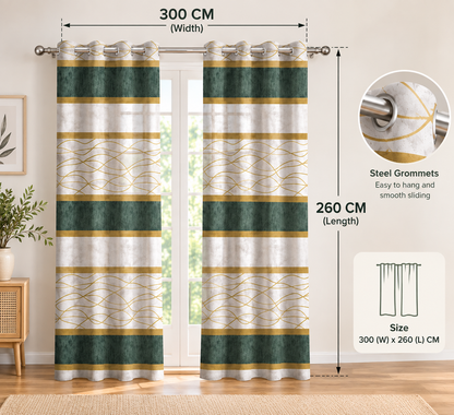 INtex CURTAINS HOUSE Modernistic Linen Curtain Panel - Crosswise Striped Sheer - Semi-Transparent - Steel Grommets - 1 Piece