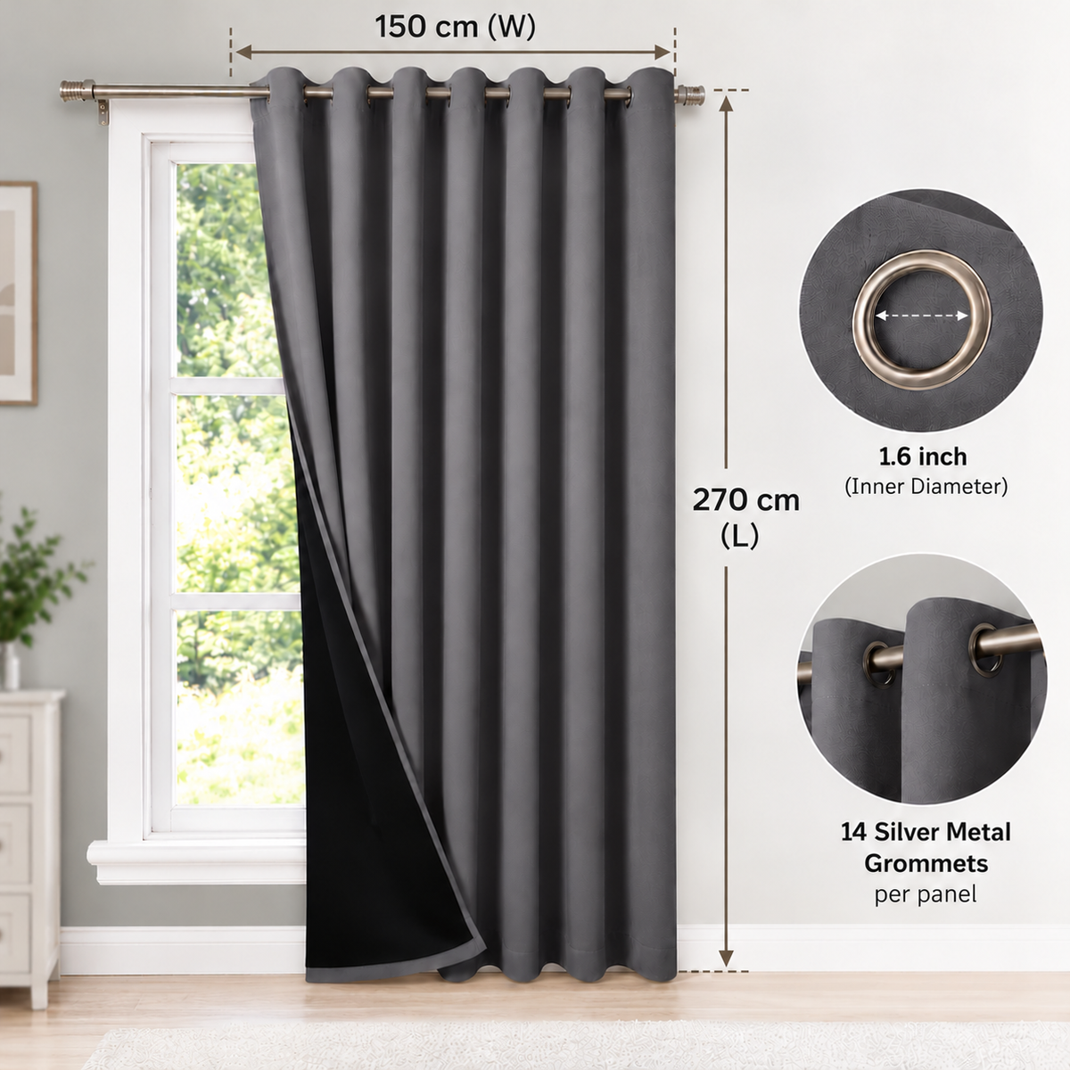 Intex Curtains House 100% Blackout Curtains – Thermal Insulated, Double-Layer Fabric – Full Room Darkening