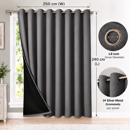 Intex Curtains House 100% Blackout Curtains – Thermal Insulated, Double-Layer Fabric – Full Room Darkening