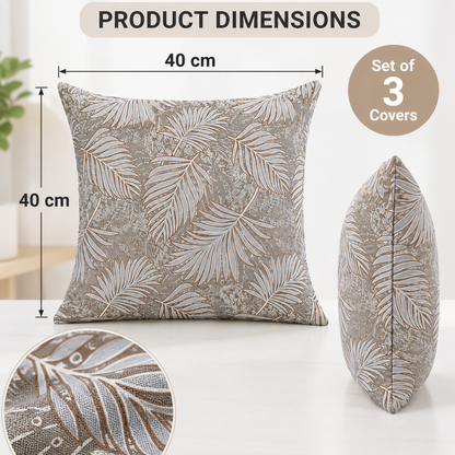 INTEX Home Analia Floral Cushion Covers, Linen Velvet, Wrinkle-Resistant, Ultra-Soft, 40 × 40 cm, Set of 3