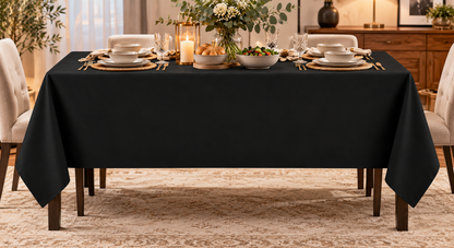 INtex HOME Waterproof Polyester Tablecloth, Washable, Black, 140 x 250 cm