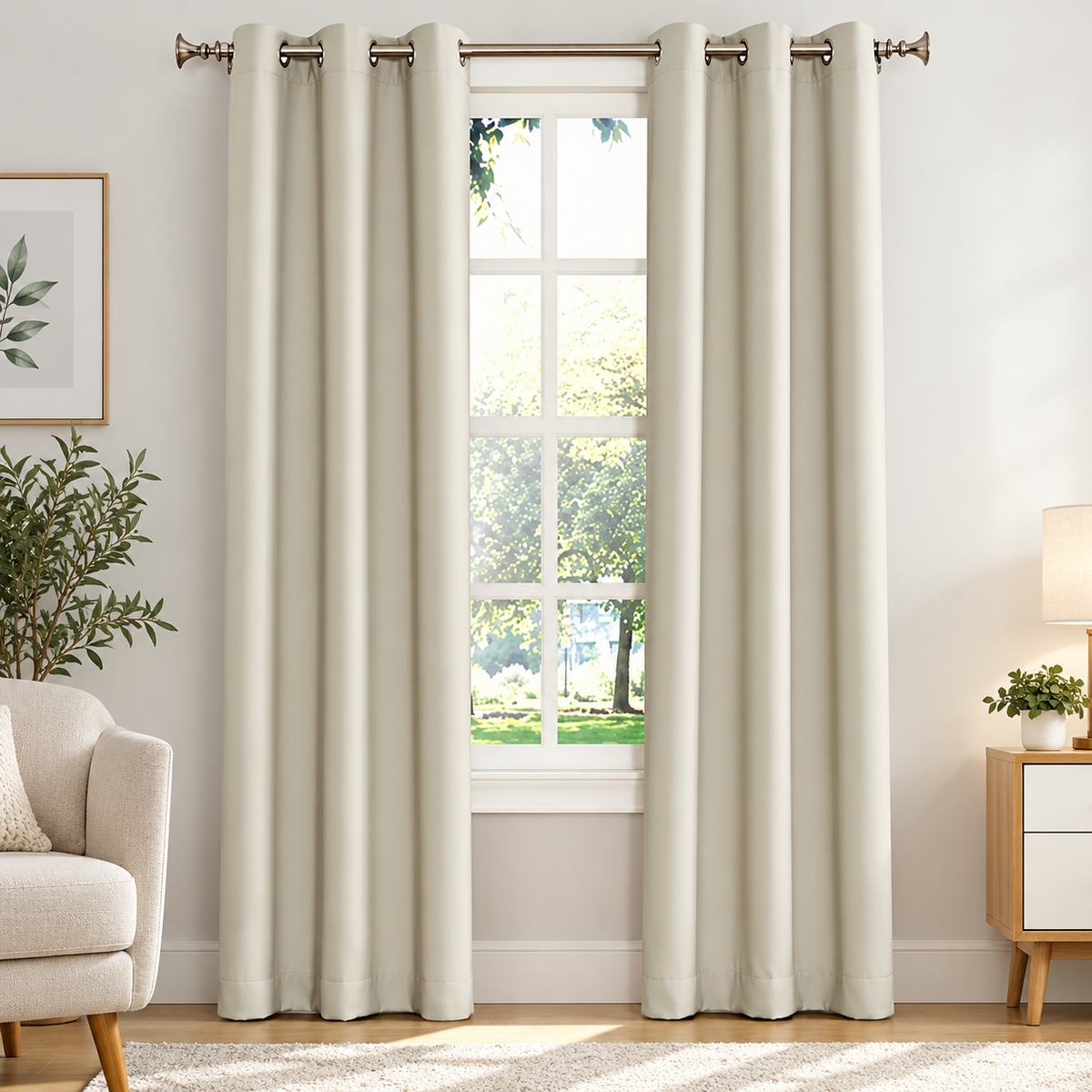 Intex Curtains House Off-White Blackout Curtain – Steel Grommets – Thermal Insulated Fabric – Room Darkening – 1 Panel