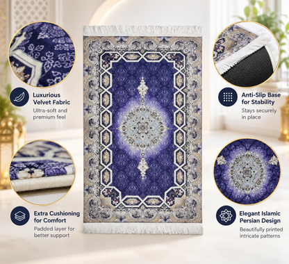 INtex Home Velvet Padded Prayer Rug, Soft Printed Fabric with Anti-Slip Layer, Comfortable and Cushioned, 70x110 cm