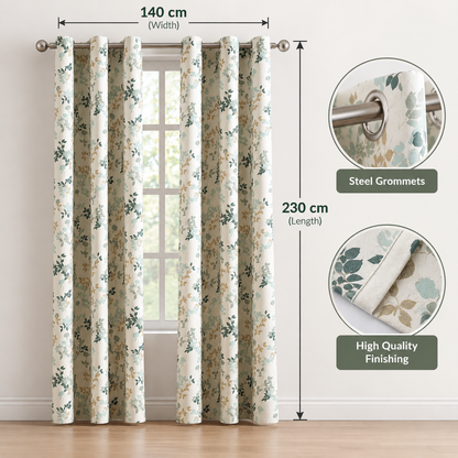INtex CURTAINS HOUSE Linen Velvet Sabia Curtains-Modern Multi Colour Sheer Design-Steel Grommets -1 Piece 140W X 230L CM Beige*multicolour