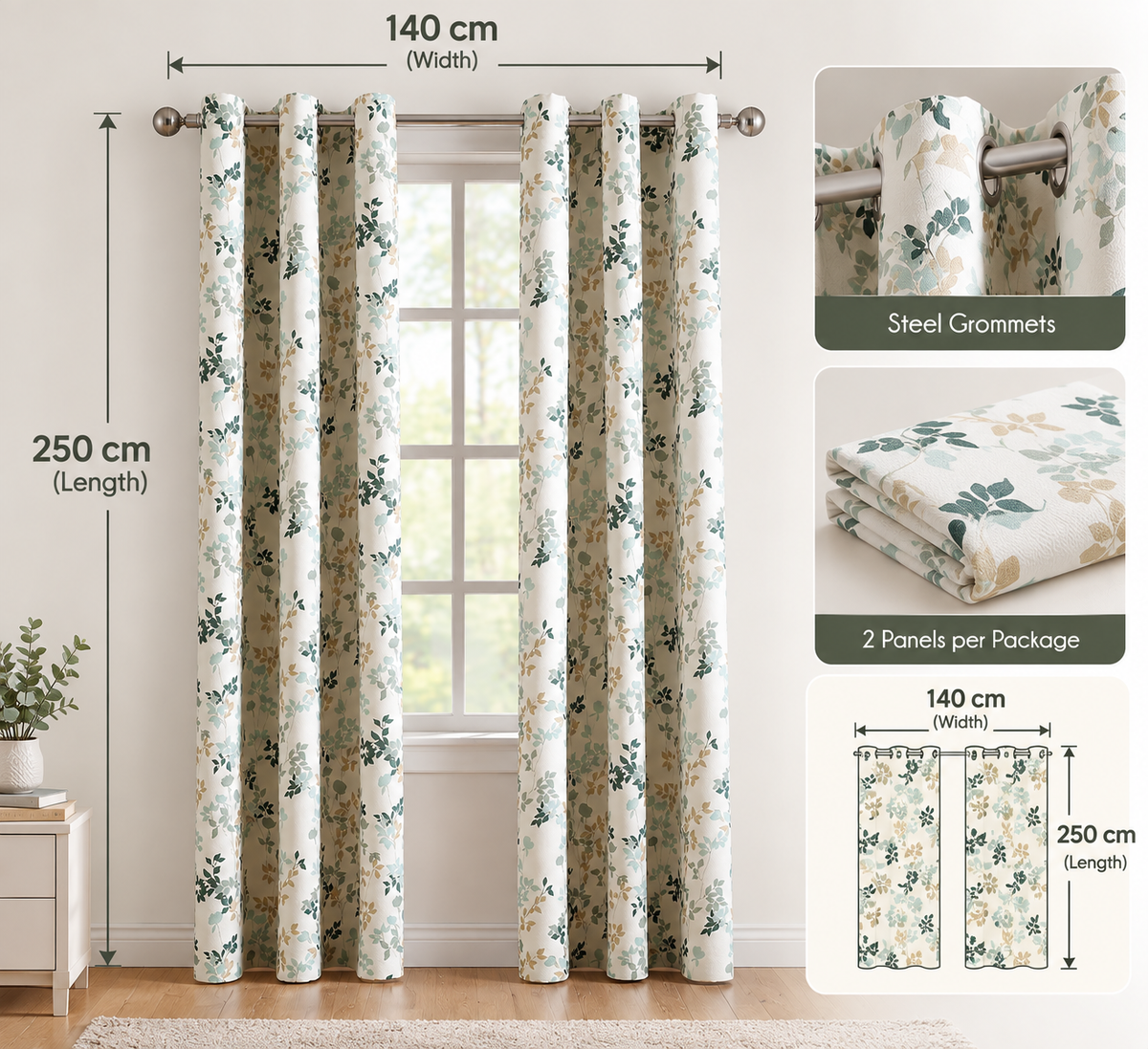 INtex CURTAINS HOUSE Linen Velvet Sabia Curtains-Modern Multi Colour Sheer Design-Steel Grommets -1 Piece