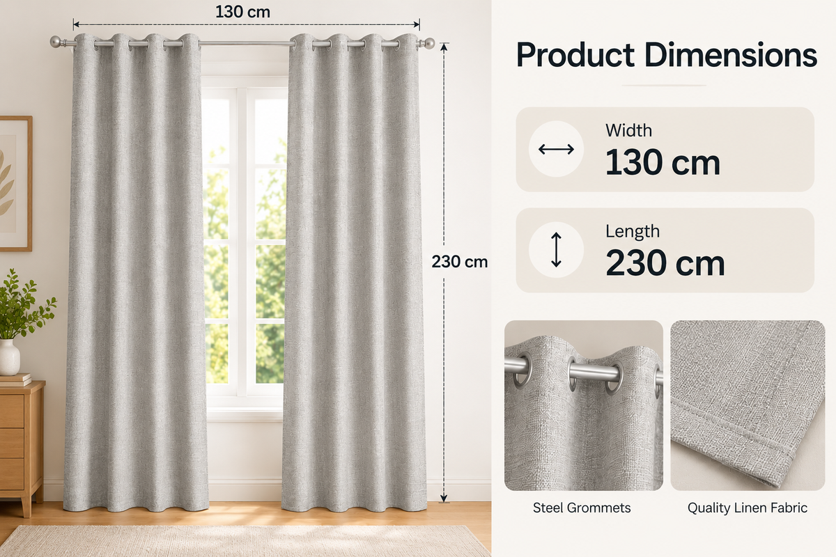 INtex CURTAINS HOUSE Natural Linen Curtains & Drapes with Steel Grommets, providing Semi-Sheer privacy and Light Filtering for Bedroom-Living Room. 2 Pieces