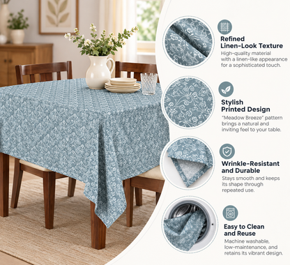 Intex Home Meadow Breeze Linen-Look Tablecloth, Wrinkle-Resistant, Dining/Events/Everyday, 1 Pc
