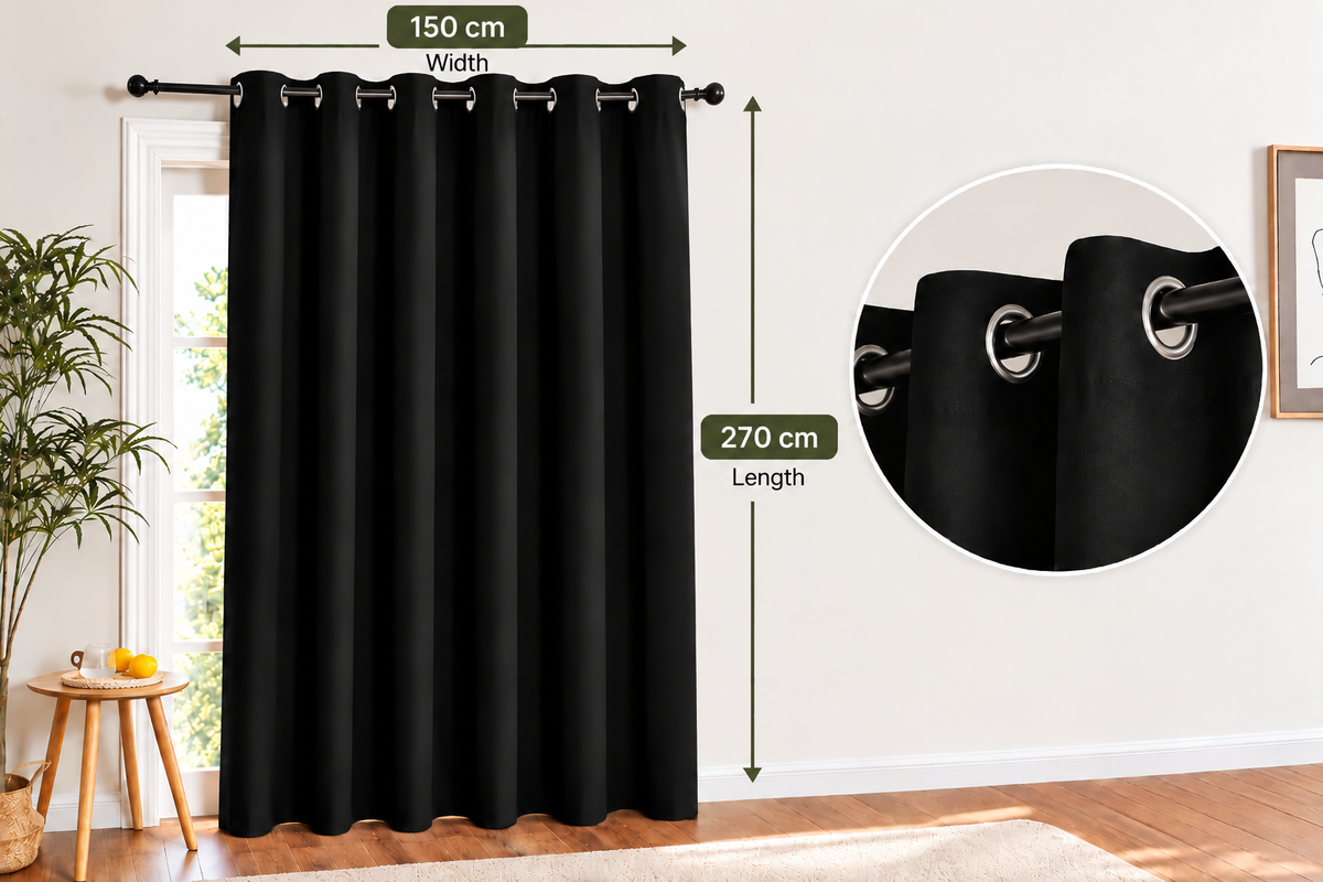 Intex Curtains House Blackout Curtain – Soft Peachy Texture, Thermal Insulating, Silver Steel Grommets – for Living Rooms & Bedrooms – Single Panel