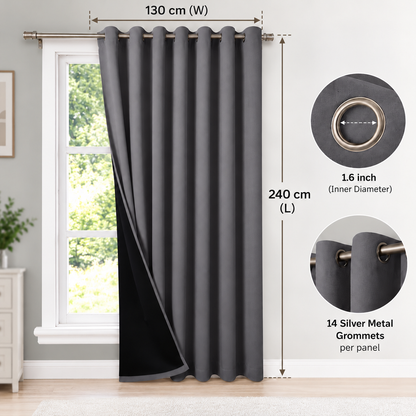 Intex Curtains House 100% Blackout Curtains – Thermal Insulated, Double-Layer Fabric – Full Room Darkening