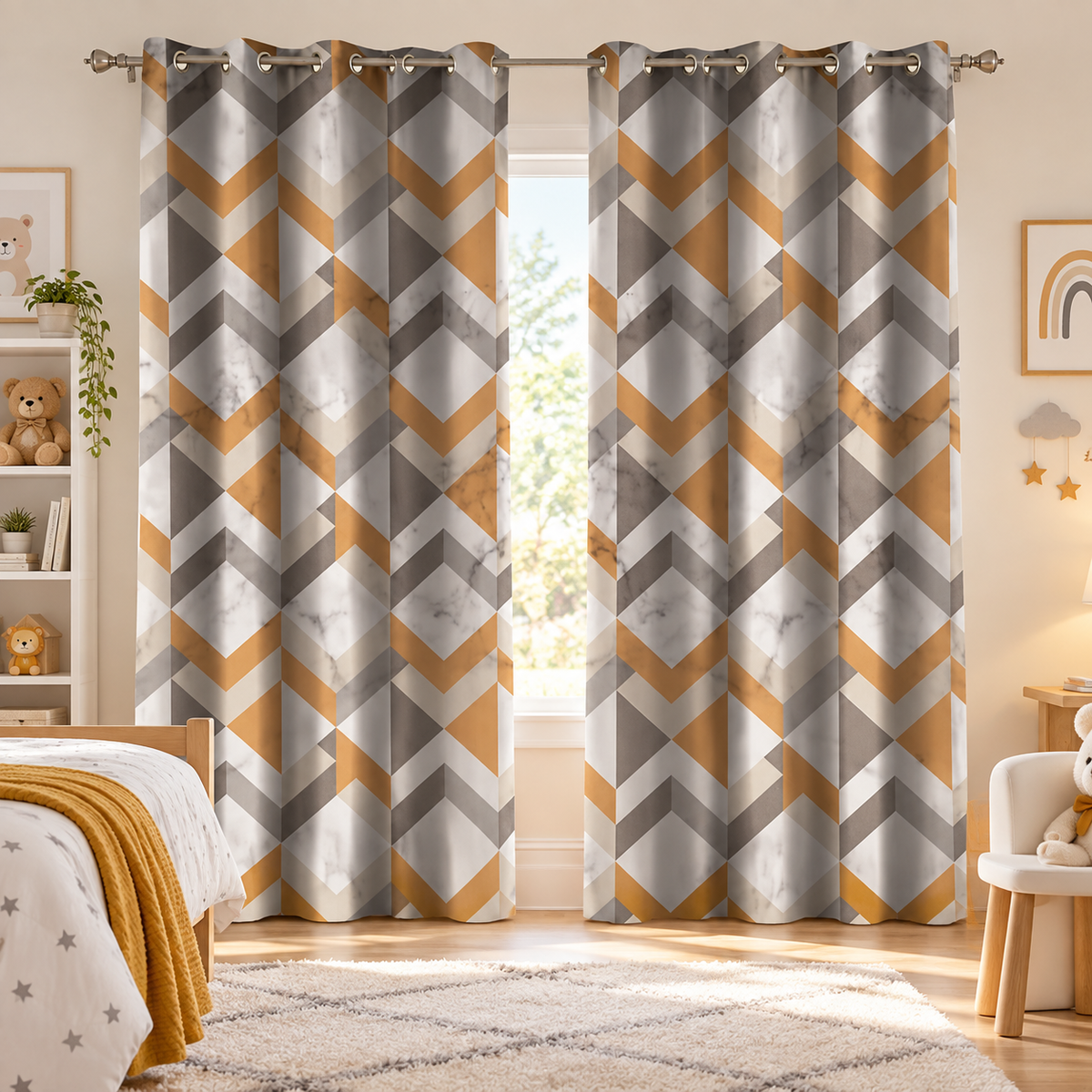 ستارة نافذة من INtex CURTAINS HOUSE مزودة بمرشحات ضوئية مع حلقات فولاذية - قماش مخملي كتان - قطعة واحدة