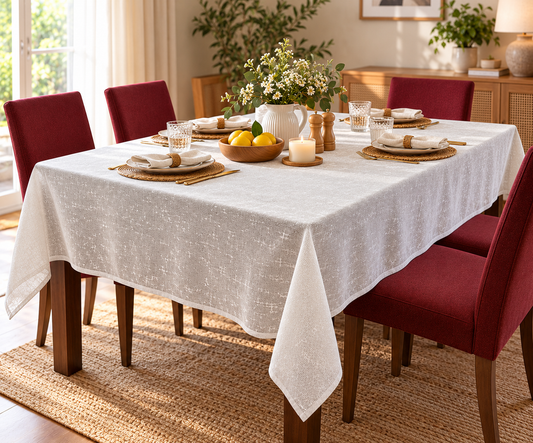 Intex Home Off-White Semi-Sheer Linen Rectangle Tablecloth, Wrinkle-Resistant, Dining & Living, 1 Pc
