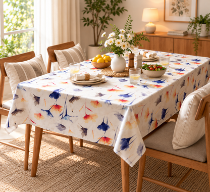 Intex Home Sou Floral Linen Velvet Rectangle Tablecloth, Ultra-Soft, Wrinkle-Resistant, Dining/Kitchen/Living, 1 Pc