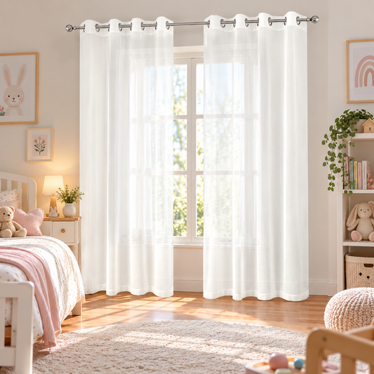 INTEX Curtains – Natural Linen Light-Filtering Curtain with Steel Grommets, for Bedrooms and Living Rooms (1 Panel)