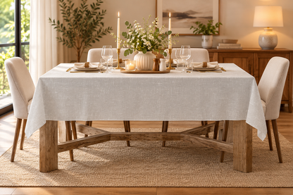Intex Home Off-White Semi-Sheer Linen Rectangle Tablecloth, Wrinkle-Resistant, Dining & Living, 1 Pc