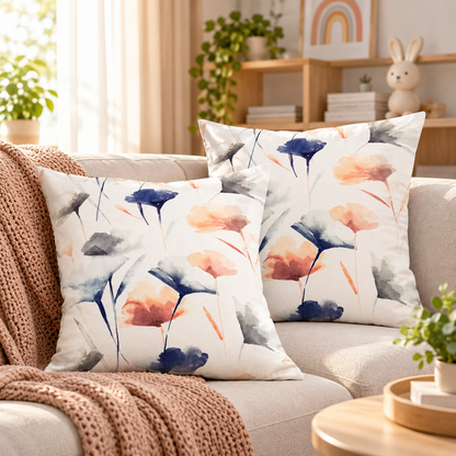 أغطية وسائد INTEX HOME، مخمل كتان فاخر بنقشة زهور جنوبية، مجموعة من قطعتين، لديكور غرفة المعيشة وغرفة النوم، قماش ناعم ومقاوم للتجاعيد 