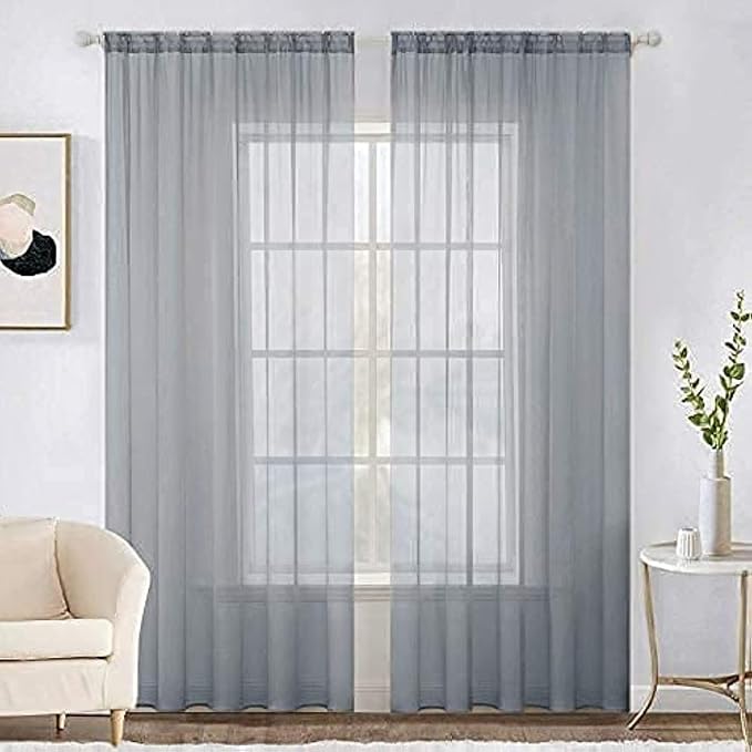 INtex CURTAINS HOUSE Elegant Voile Chiffon Curtains - Rod Pocket Design - Luxury Soft Fabric 1 Panel