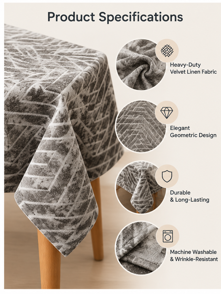 مفرش طاولة مستطيل من INtex Home، بتصميم هندسي من تصميم نادية، مصنوع من قماش مخملي كتان متين، ناعم الملمس، مناسب لغرفة الاستقبال وغرفة المعيشة والمناسبات الخاصة 