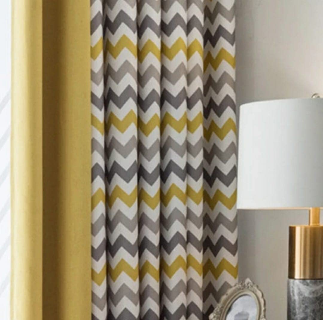 Velvet Striped With 2 Navy  Panels - Steel Grommets