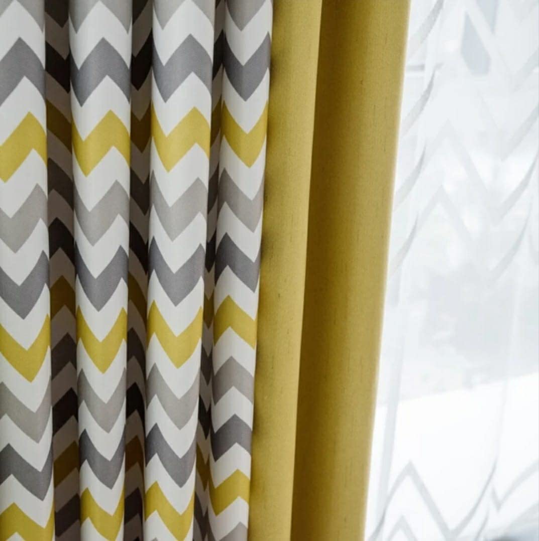 Velvet Striped With 2 Navy  Panels - Steel Grommets